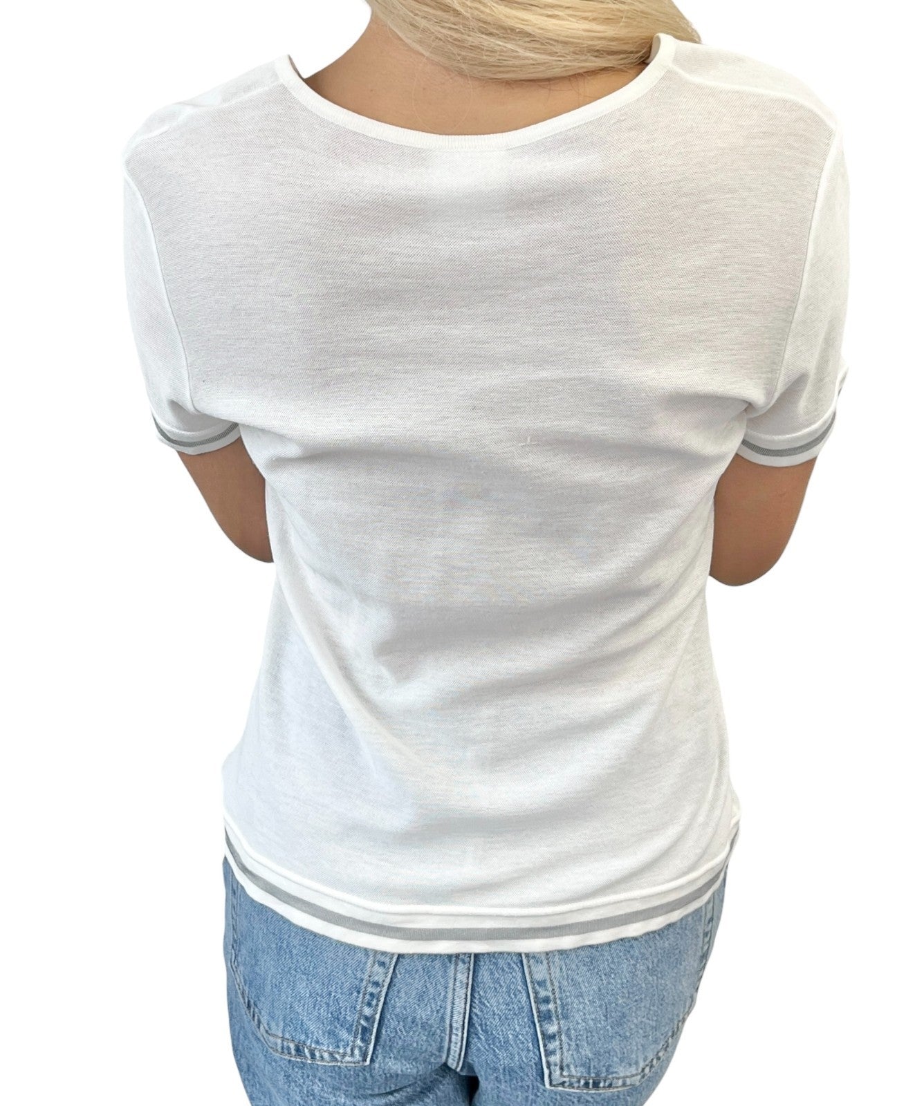 CHANEL Sport Vintage 06C Big CC Logo Mesh T-shirt Top White Gray Line