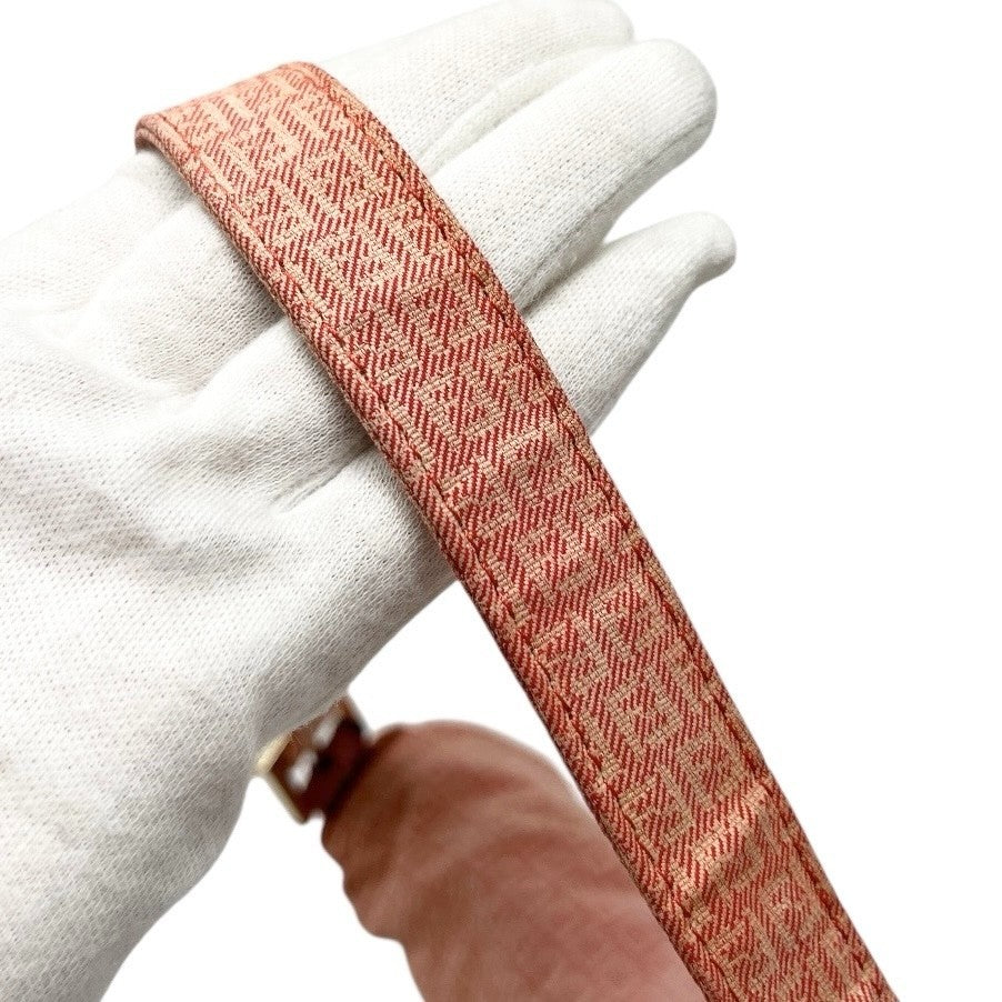 FENDI Vintage Zucchino Monogram Mamma Baguette Shoulder Bag Orange Pink Gold