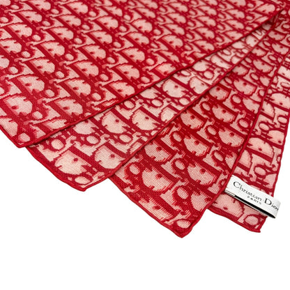 Christian Dior Vintage Logo Trotter Monogram Silk Scarf Wrap Red 902068