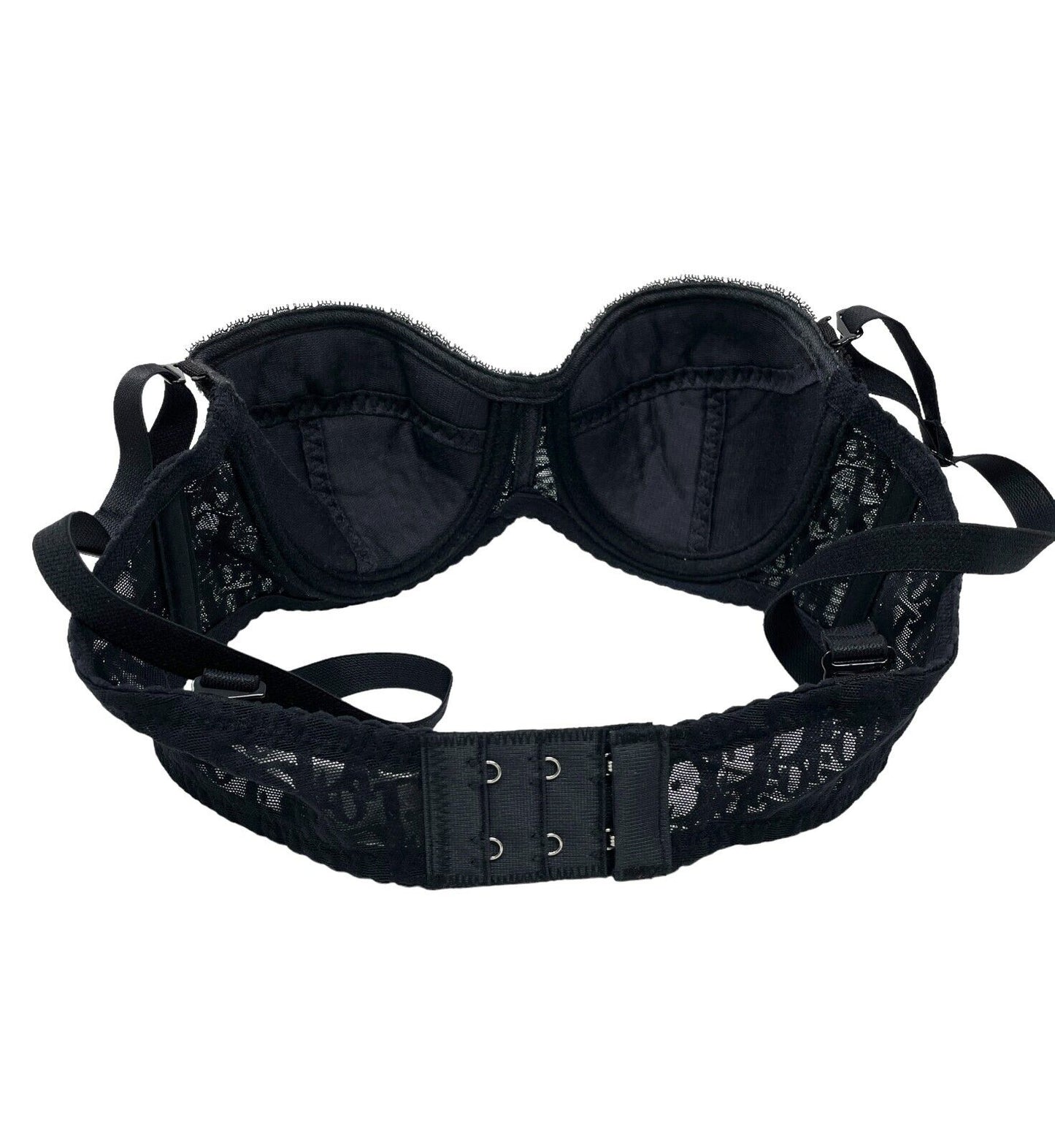 Christian Dior Vintage Trotter Monogram Bra Top #A65 Black Nylon Rank AA