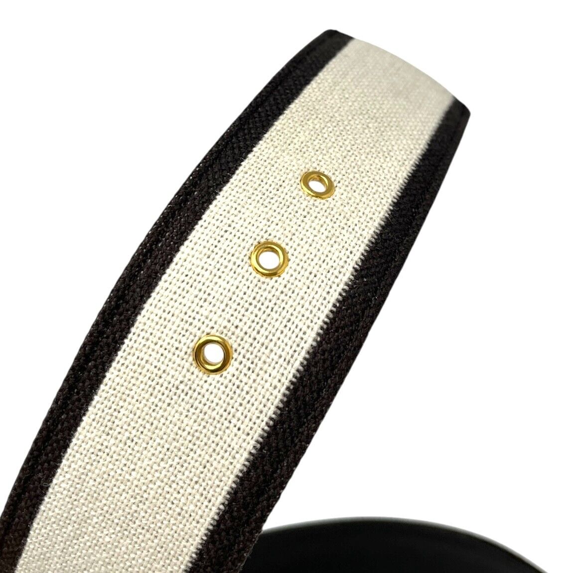 CELINE Vintage Macadam Logo Belt Fashion Accessory Brown Gold Cotton