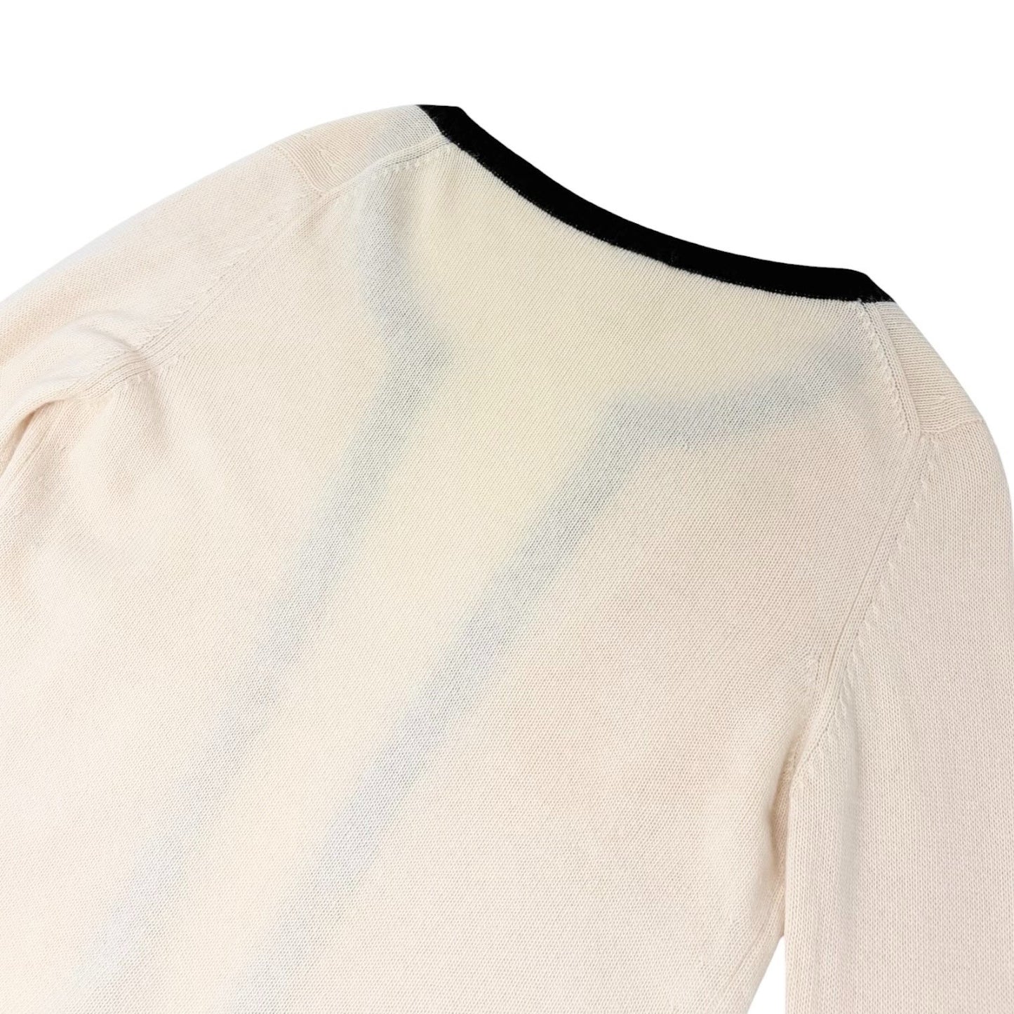 CHANEL Vintage 02A CC Cashmere Knit Cardigan Sweater Top #42 Cream 106911