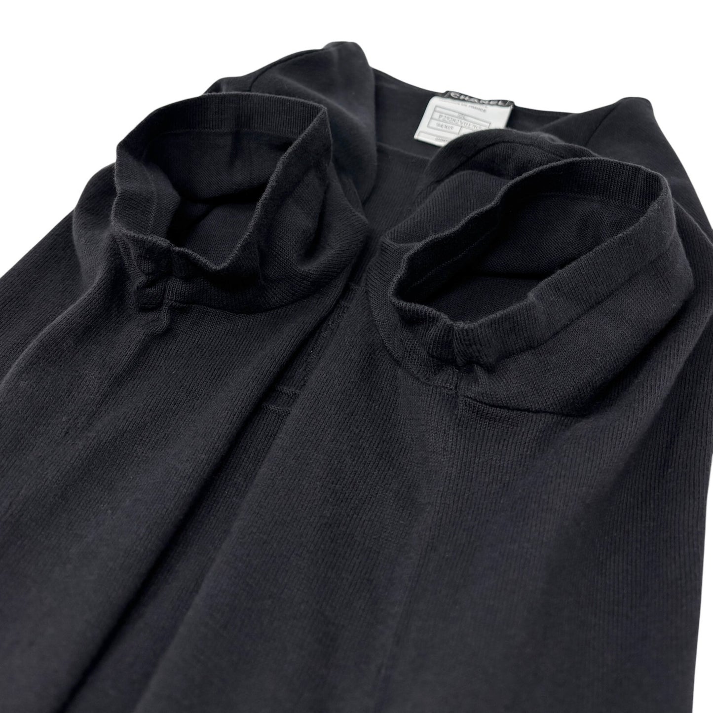 CHANEL Vintage 05C CC Logo Knit T-shirt #42 Short Sleeve Top Black 901186