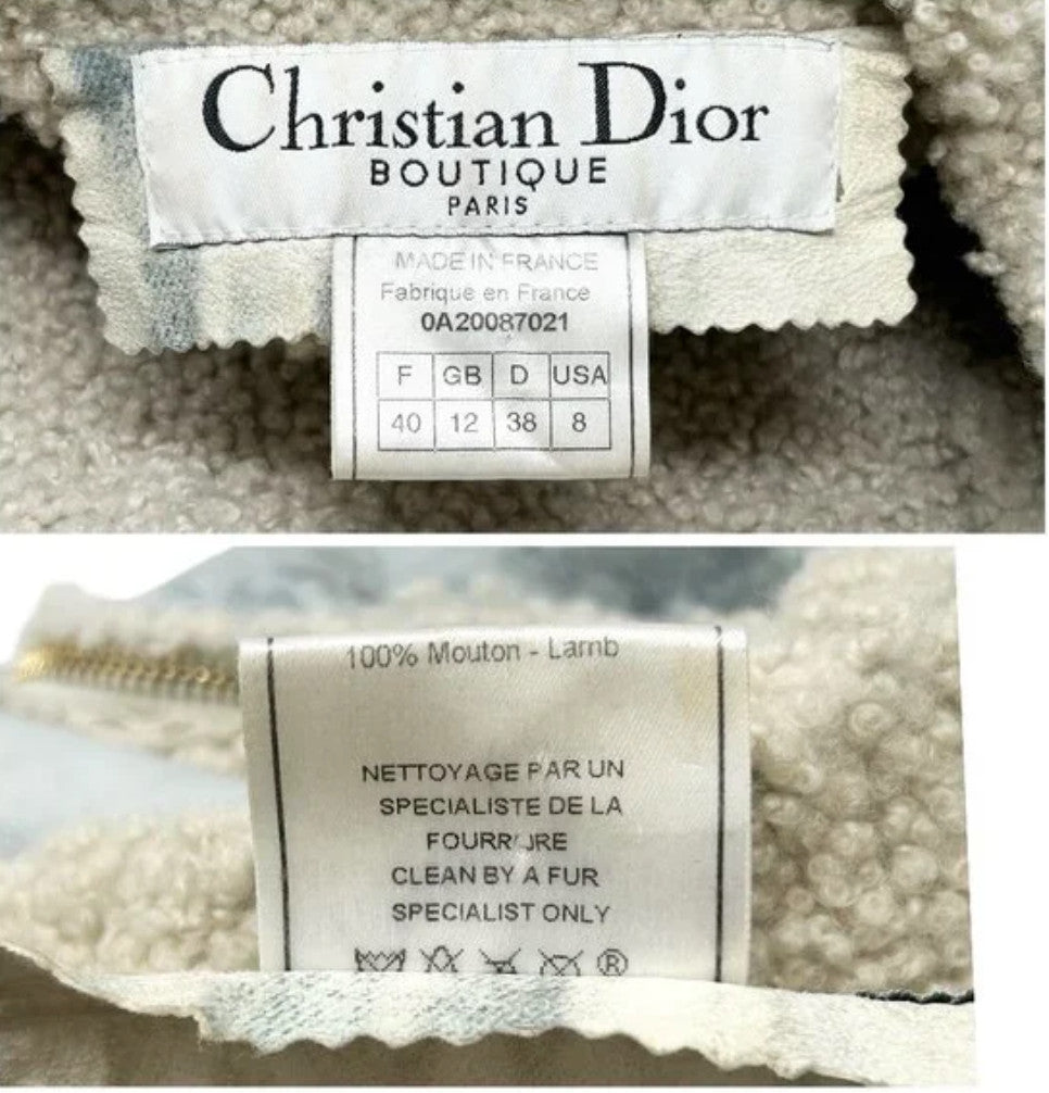 Christian Dior Vintage 2000 Tie-Dye Mouton Long Jacket Coat #40 Light Blue