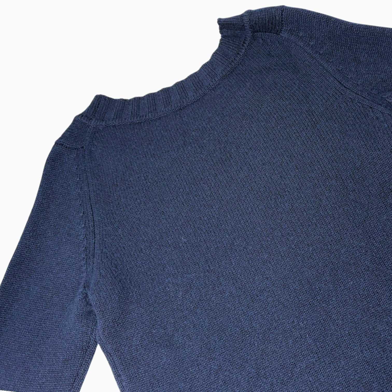 CHANEL Vintage P44576 CC Mark Logo Cashmere Knit Sweater Top #36 Dark Blue Navy