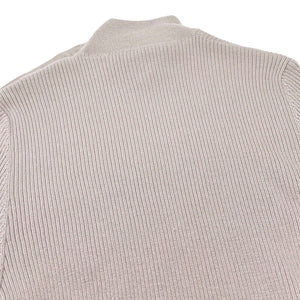 CHANEL Vintage 94A CC Logo Rib Knit High Neck Sweater Top #42 Gray Rank AB+