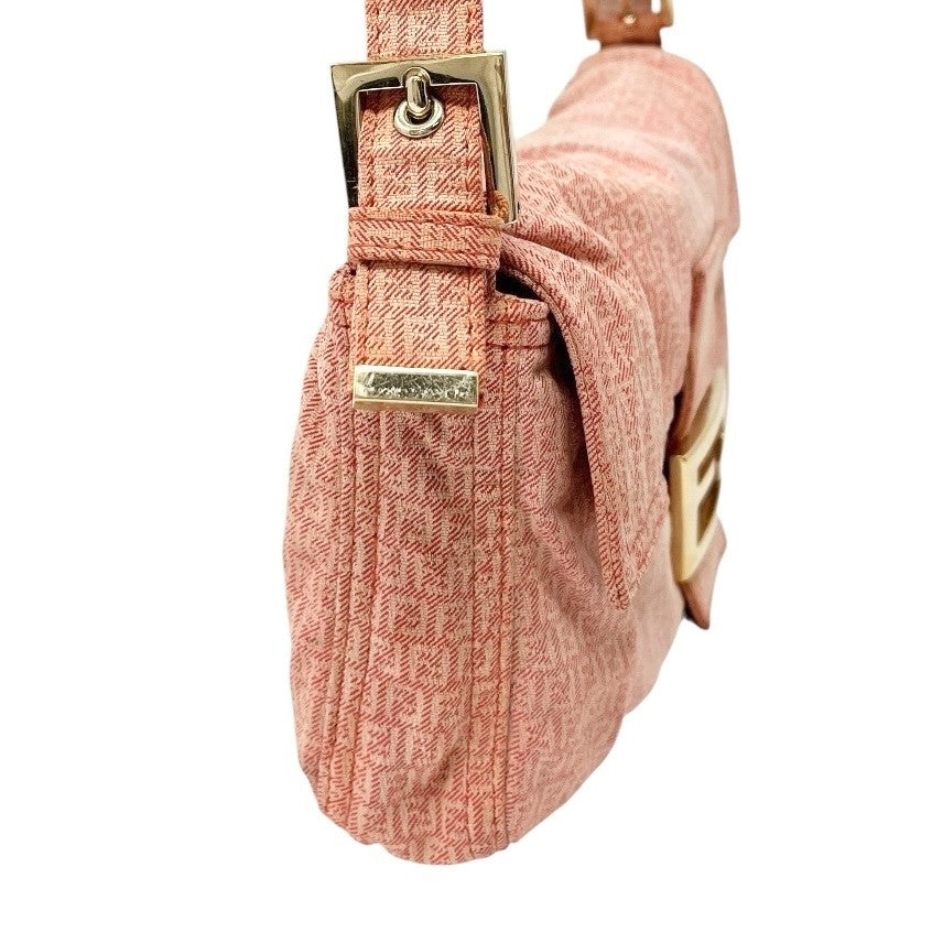FENDI Vintage Zucchino Monogram Mamma Baguette Shoulder Bag Orange Pink Gold