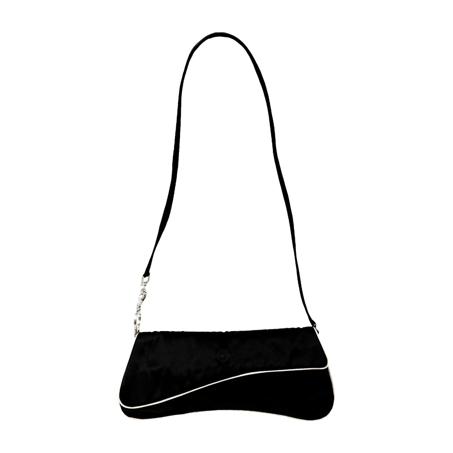 PRADA Vintage Triangle Logo Tessuto Nylon Mini Shoulder Bag Pochette Black