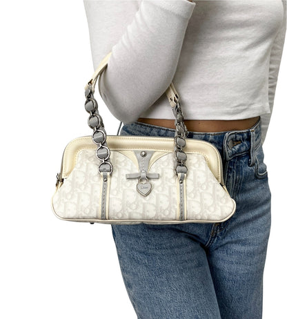 Christian Dior Vintage Romantique Trotter Monogram Bag Heart White 902466