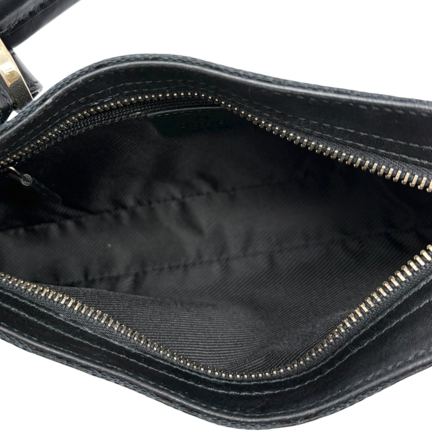 GUCCI Vintage GG Monogram Logo Canvas Pochette Mini Bag Dark Blue Gold Leather