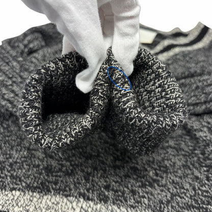 CHANEL Vintage 96A Big CC Logo Knit Cashmere Sweater Top #42 Gray Black 902394