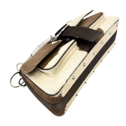 Christian Dior Vintage 2004 Cow Print Pony Hair Shoulder Bag Brown 902540