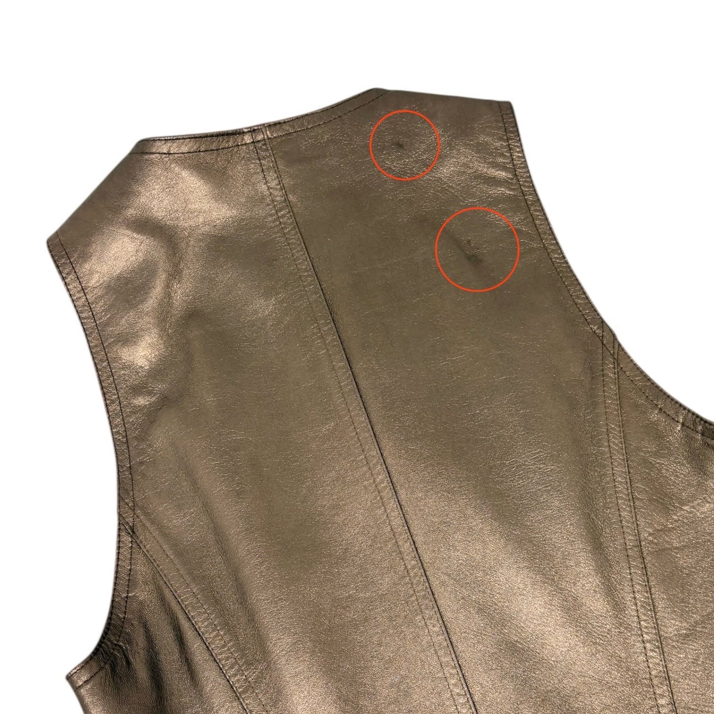 CHANEL Vintage 94A CC Logo Button Leather Dress One-piece #38 Gold Bronze