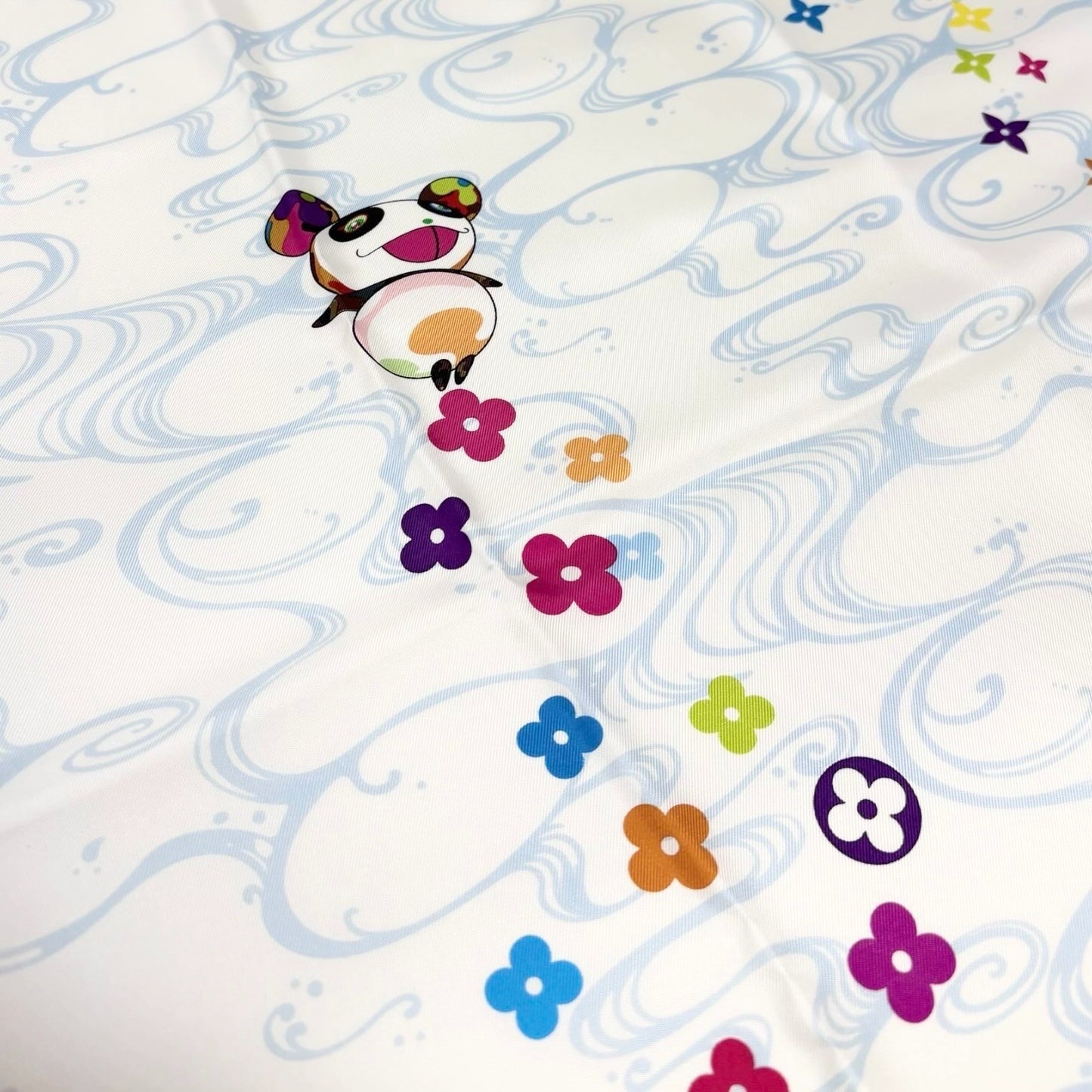 LOUIS VUITTON Vintage Panda Wave Multicolore Scarf Takashi Murakami Blue 901928