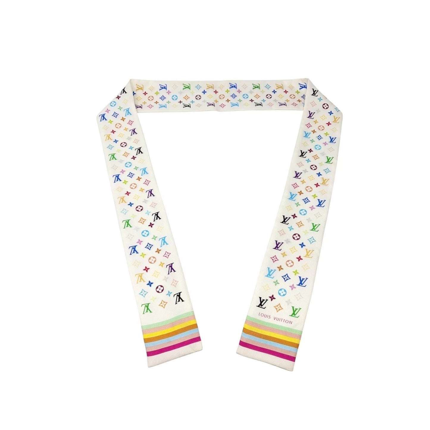 LOUIS VUITTON Vintage LV Monogram Multicolor Bandeau Scarf Silk Hair 902245