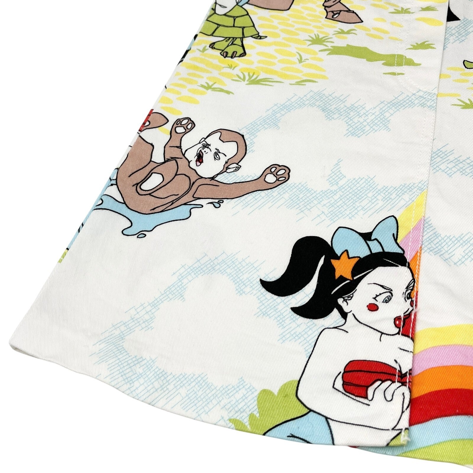 Christian Dior Vintage Cartoon Denim Rompers #8A Overalls Skirt Blue Cotton