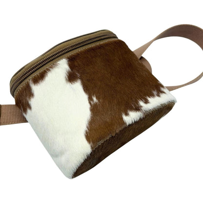 miu miu Vintage Logo Pony Calf Hair Cowhide Fanny Belt Bag Brown White 902807