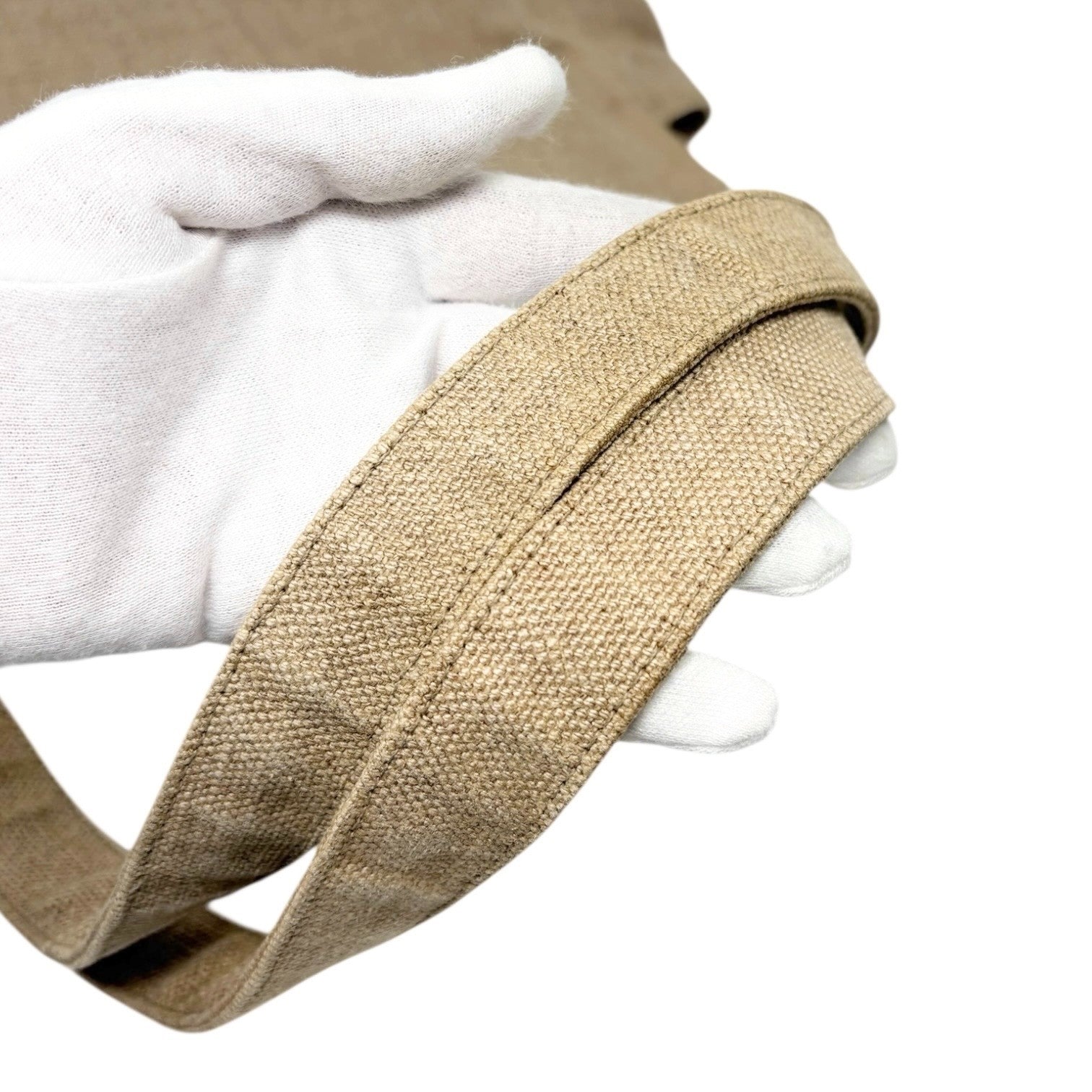 CHANEL Vintage CC Big Logo Shoulder Tote Large Bag Beige Canvas Linen Leather