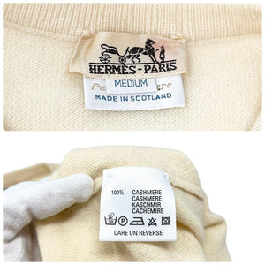 HERMES Vintage Logo Cardigan Sweater Top #M Knit Long Sleeve Cashmere Rank AB