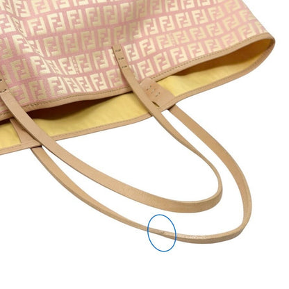 FENDI Vintage Zucchino Tote Shoulder Bag w/Pouch Pink Beige Canvas 902360