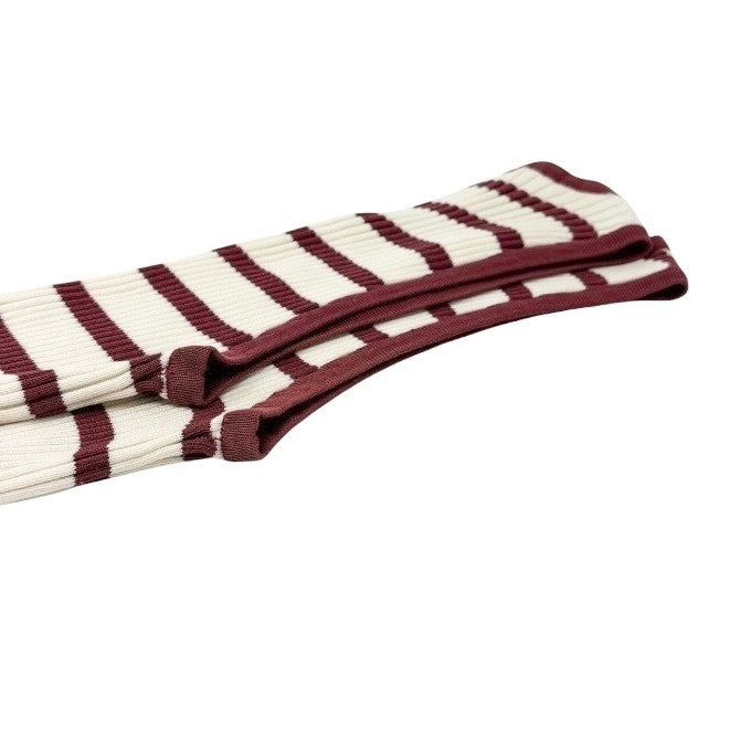 CHANEL Vintage 98P CC Mark Logo Rib Knit Tank Top Striped #40 Red White Cotton