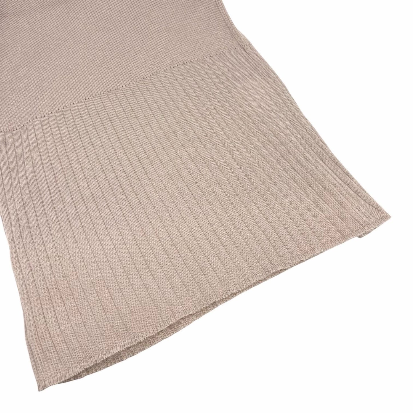 CHANEL Vintage 00A CC Logo Rib Knit Sweater Top #42 Beige Cashmere Silk 902082
