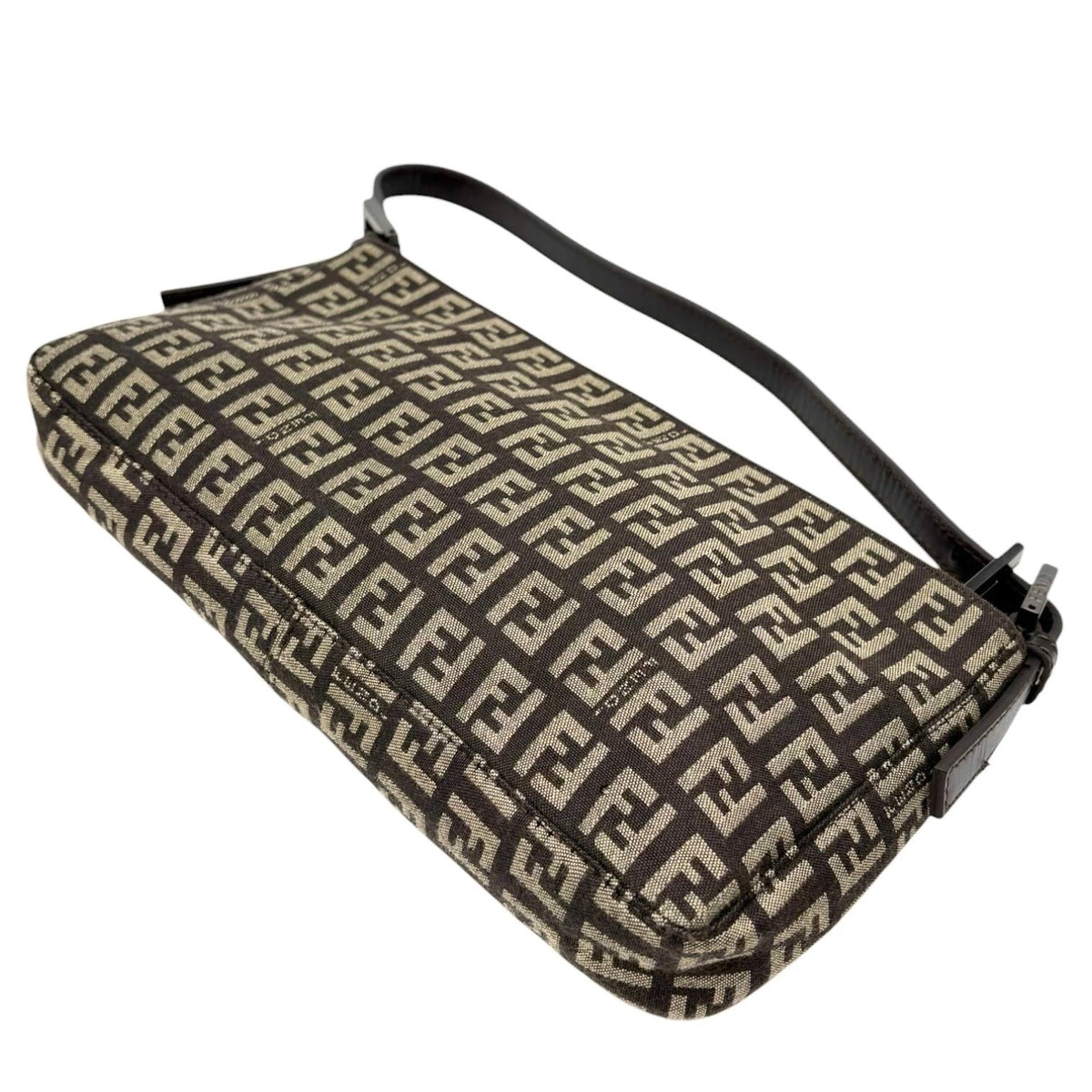 FENDI Vintage Zucchino Monogram Mini Shoulder Bag Brown Beige Canvas 902498