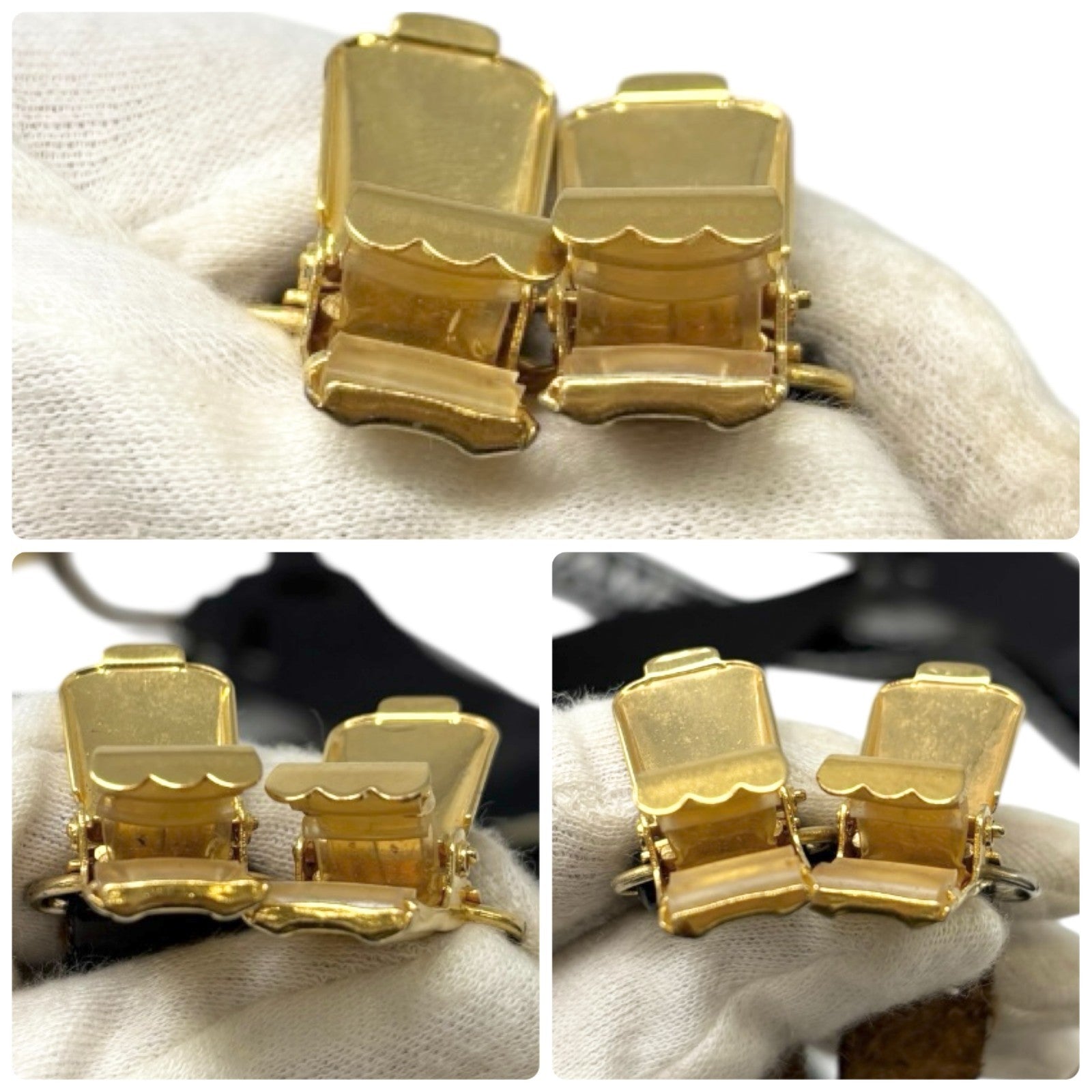 CHANEL Vintage 1994 CC Logo Letter Suspender Belt Black White Cotton Leather