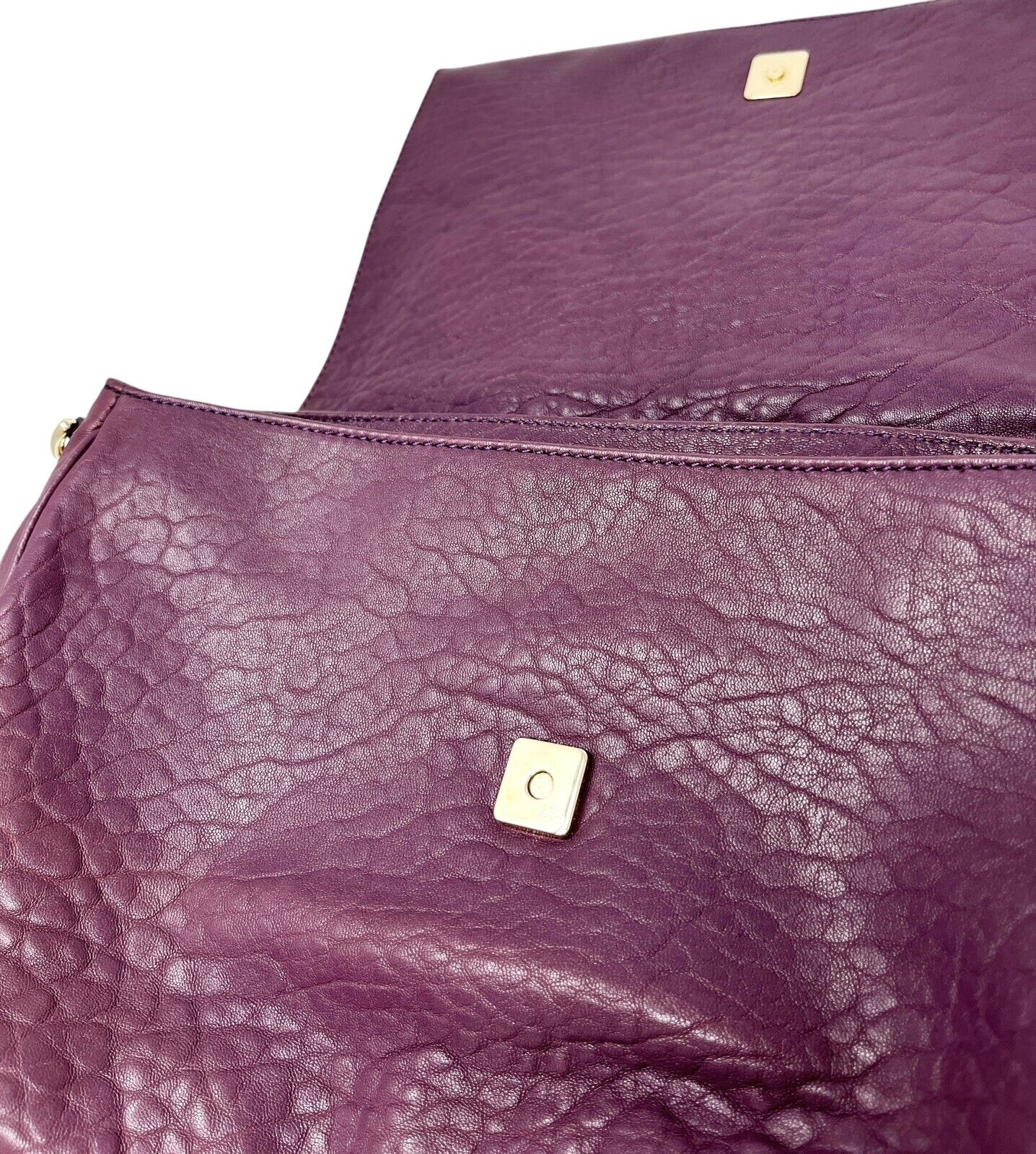 FENDI Vintage FF Logo Mia Shoulder Bag Crossbody 2way Purple Gold Leather