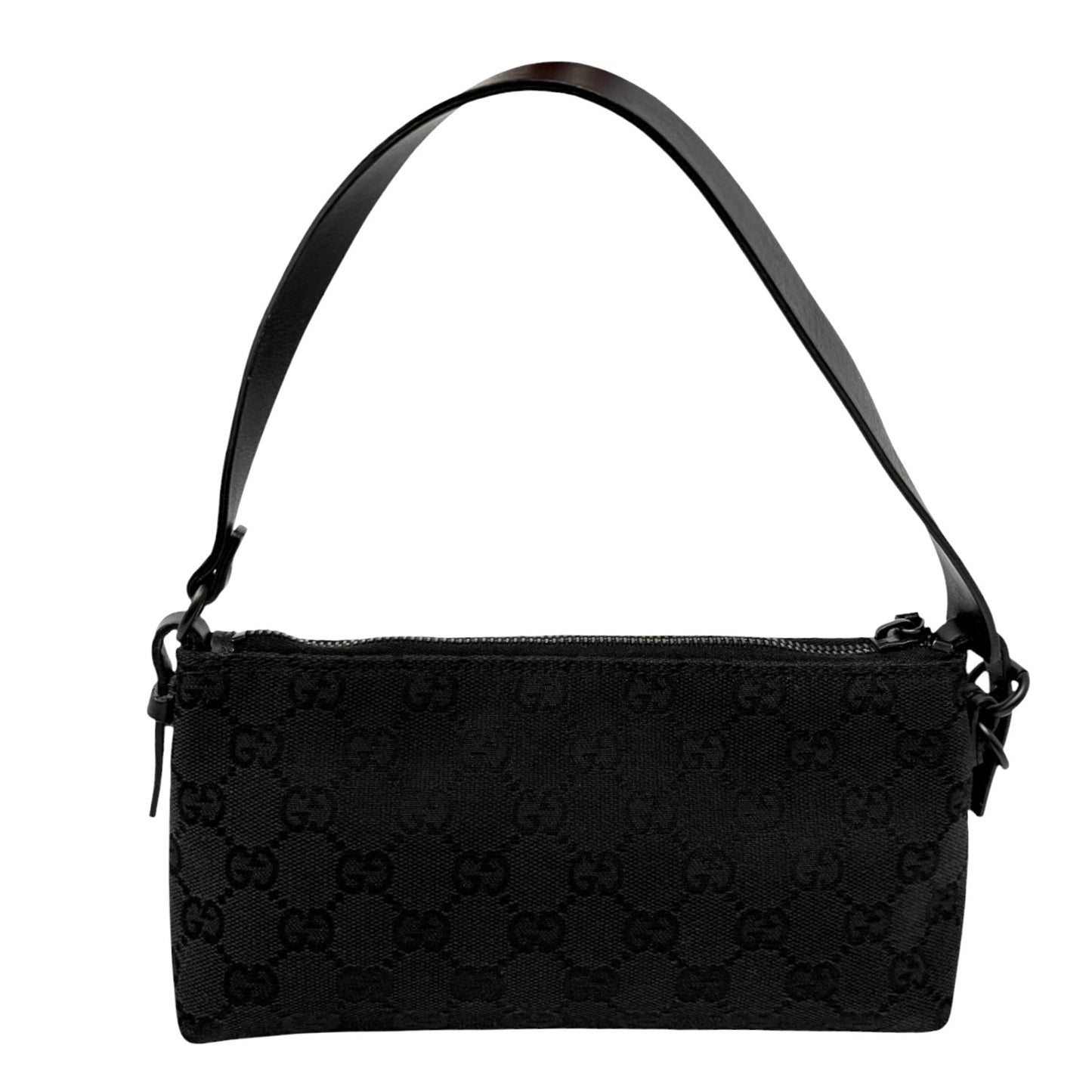 GUCCI Vintage GG Monogram Logo Canvas Mini Shoulder Bag Pochette Black 902092