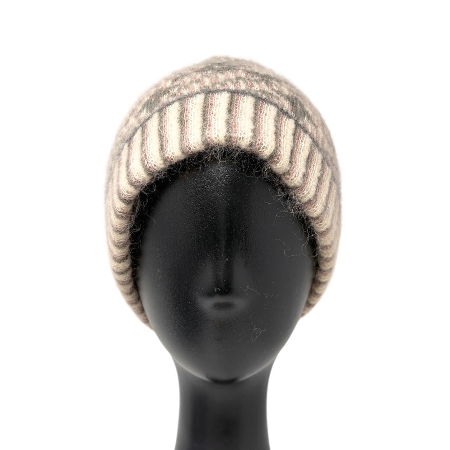 LOUIS VUITTON Vintage Knit Cap Beanie Hat Mohair Wool Gray Multicolor LV Logo