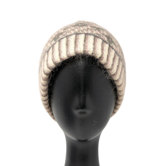 LOUIS VUITTON Vintage Knit Cap Beanie Hat Mohair Wool Gray Multicolor LV Logo