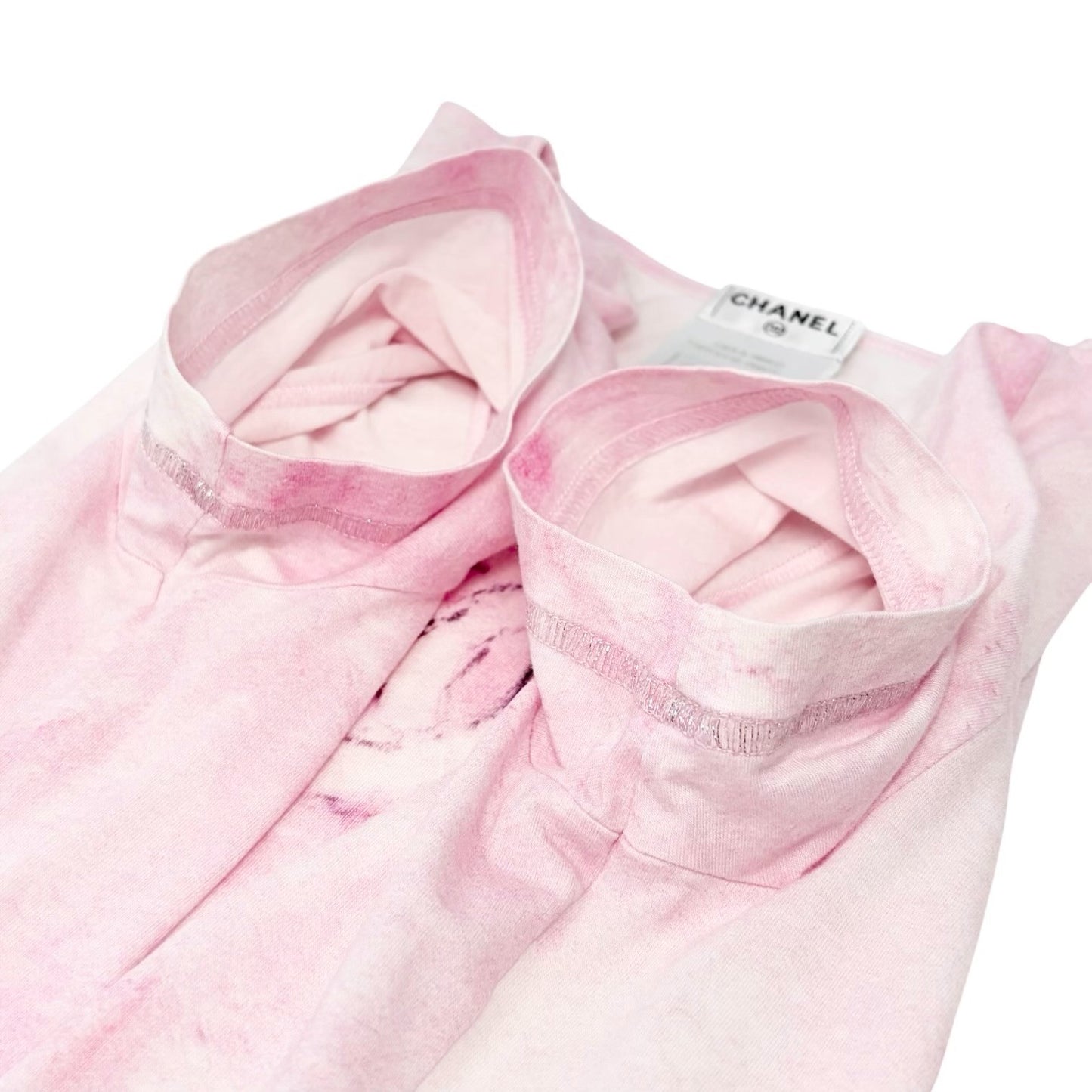 CHANEL Vintage 09C CC Logo Tie-Dye T-Shirt Top #36 Pink Short Sleeve 902403