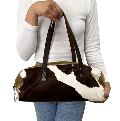 miu miu Vintage Pony Calf Hair Shoulder Bag Brown White Corduroy 902373