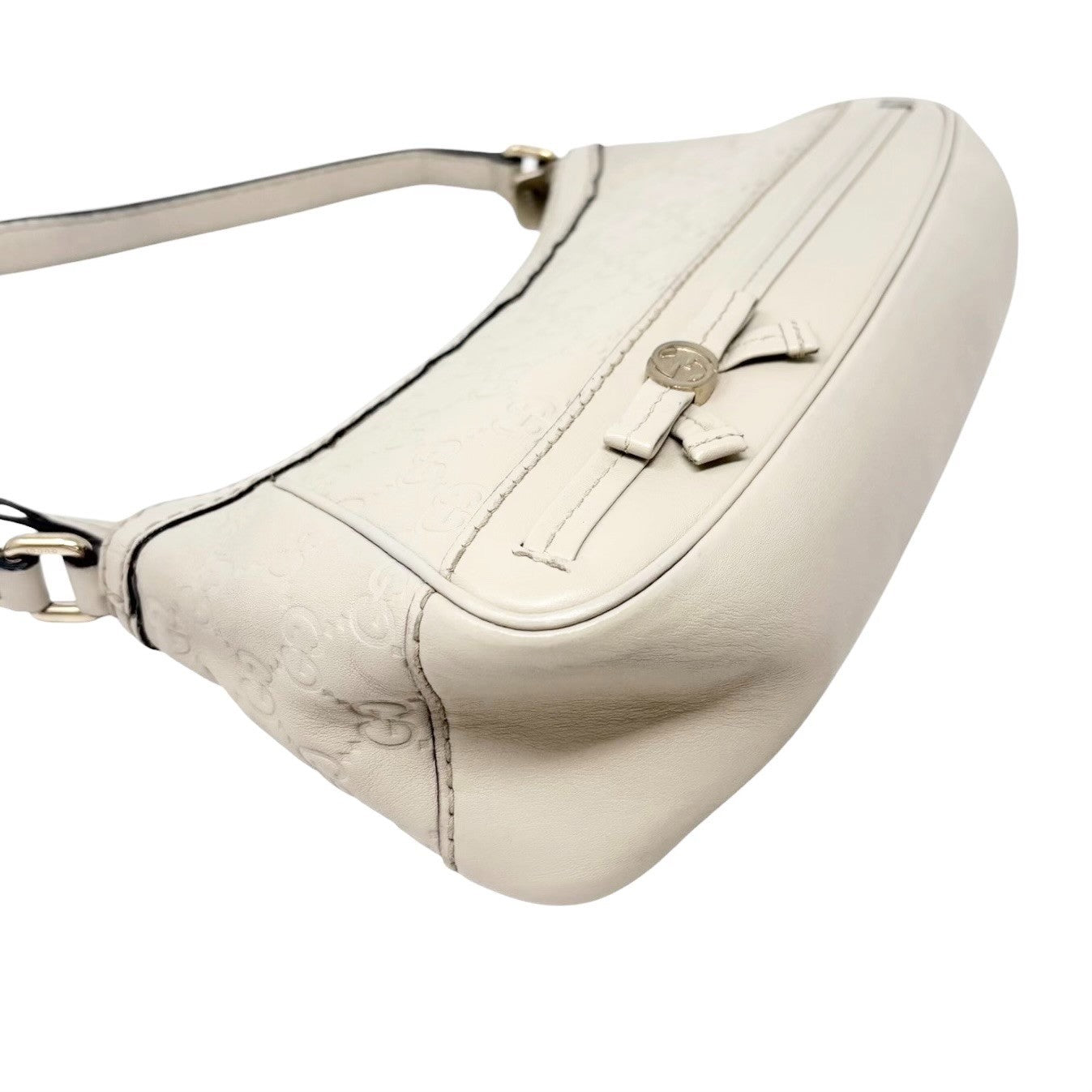 GUCCI Vintage GG Interlocking Monogram Shoulder Bag Beige Ribbon Zip 902282