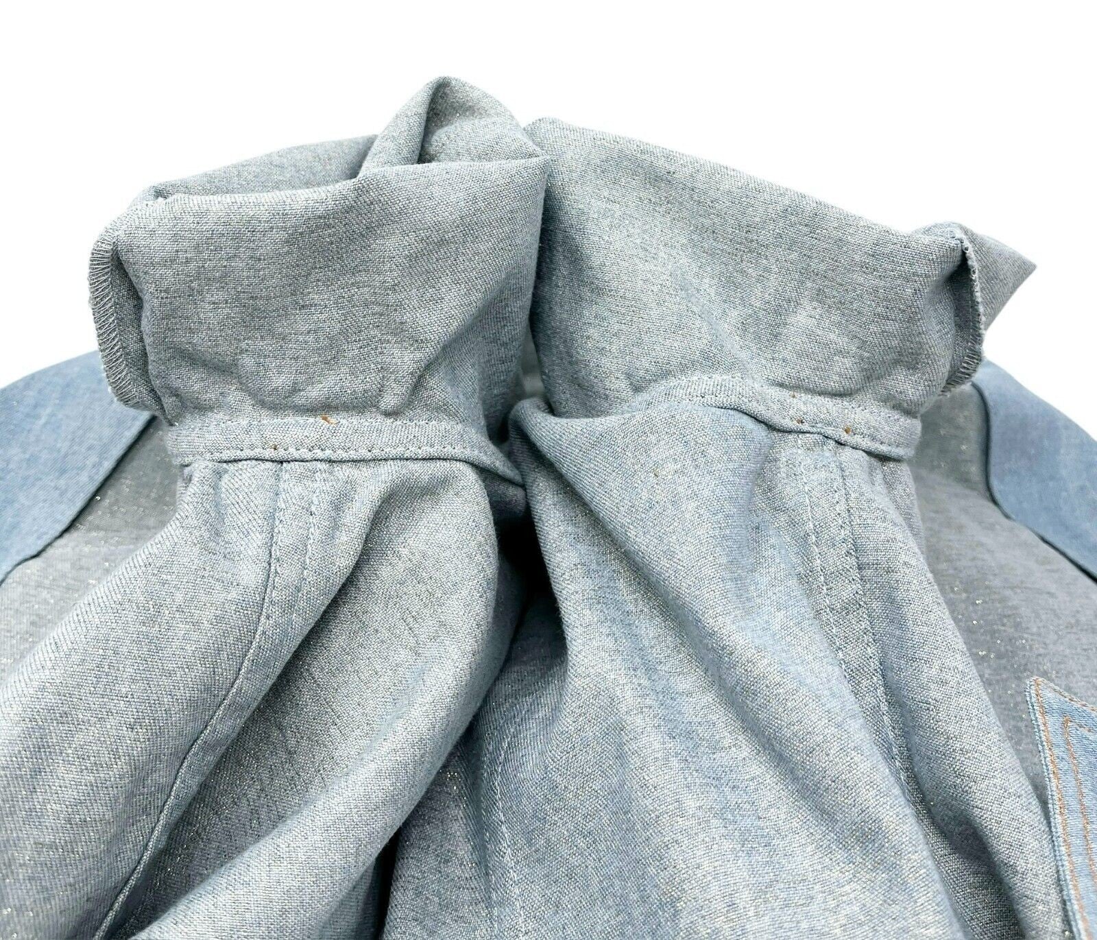 Christian Dior Vintage 2002 Denim Jacket #38 Embroidery Rhinestone Glitter Blue