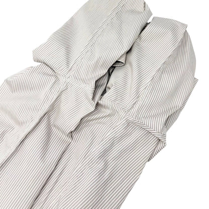 CELINE Triomphe Logo Stripe Button Up Shirt Long Sleeve #34 Brown White 901967
