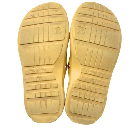 LOUIS VUITTON Vintage Monogram Rubber Slide Sandals #36 Brown Beige 902544