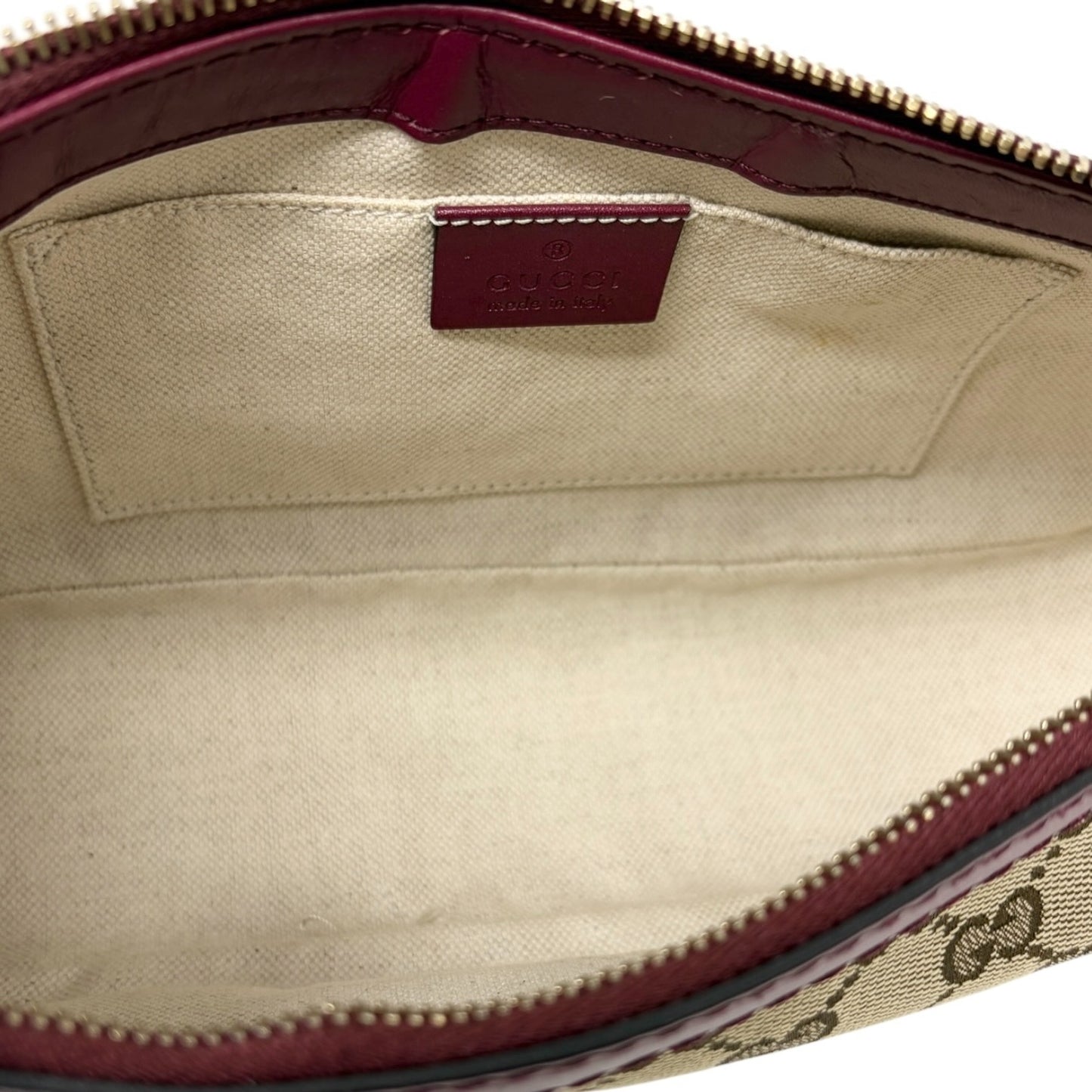GUCCI Vintage GG Logo Monogram Canvas Mayfair Shoulder Bag Beige Pink Ribbon