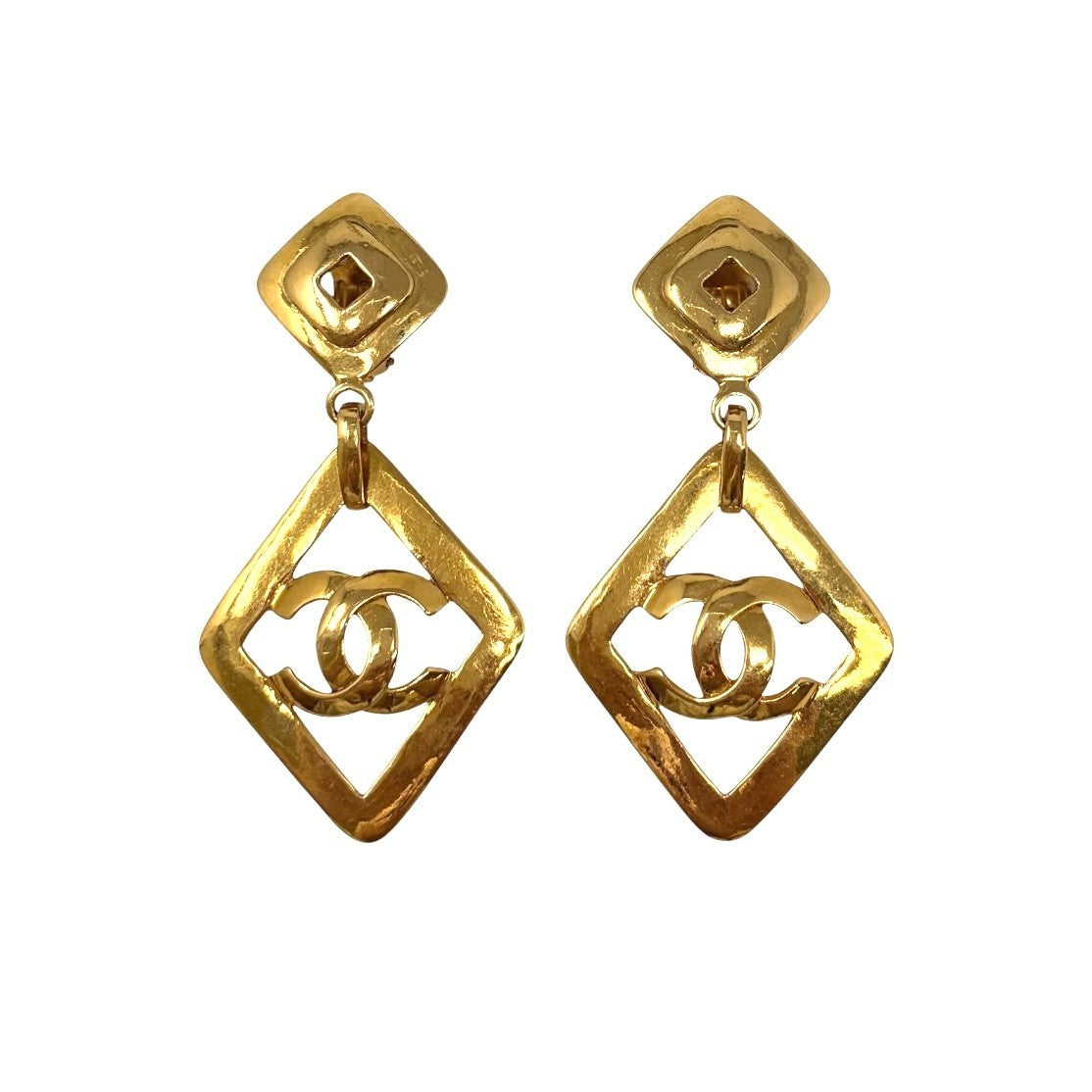 CHANEL Vintage 95P CC Logo Gold Earrings Jewelry Accessory Metal 902014