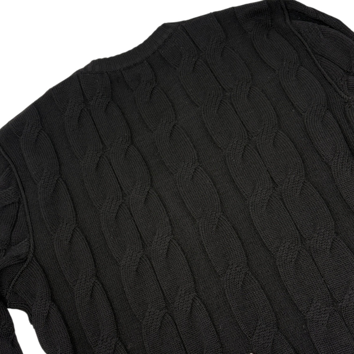 CELINE Vintage Logo Cable Knit Cardigan Top Button Black Gold 902914