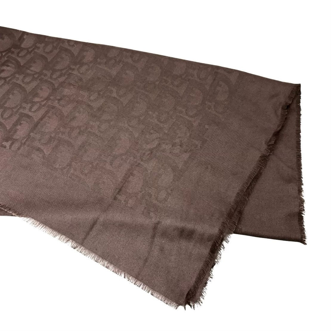 Christian Dior Vintage Logo Trotter Monogram Silk Scarf Shawl Brown 902472