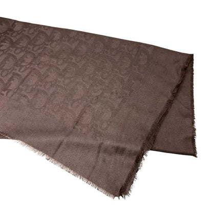Christian Dior Vintage Logo Trotter Monogram Silk Scarf Shawl Brown 902472