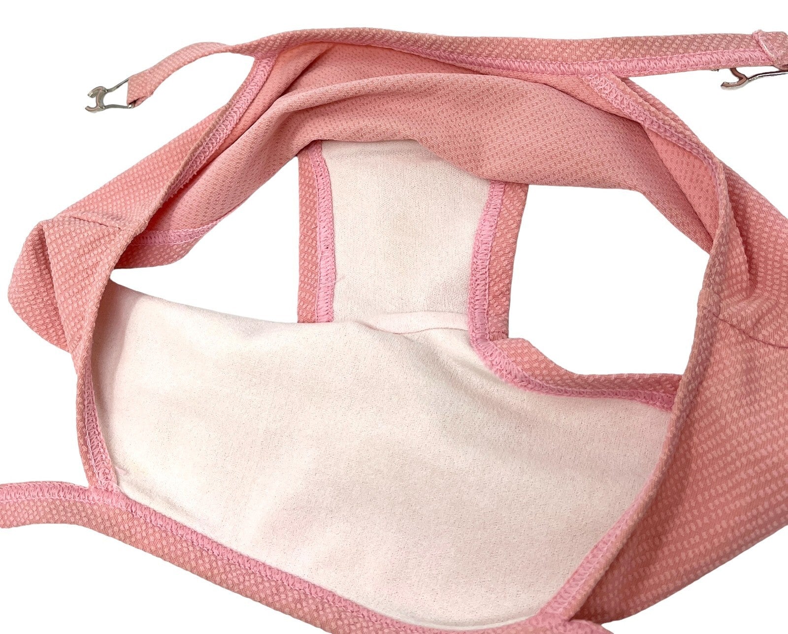 CHANEL Vintage CC Logo Swimsuit Bikini Separate Swimwear Pink Nylon Rank AB