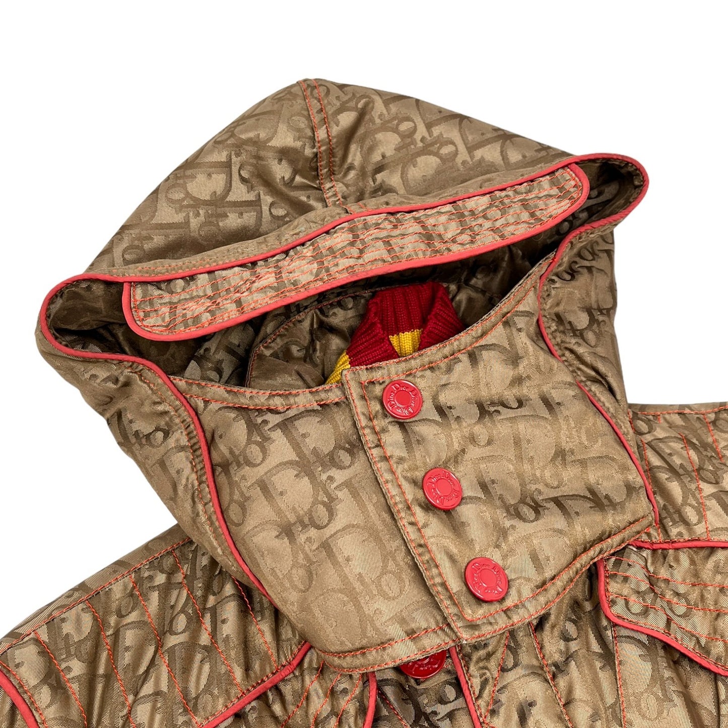 Christian Dior Vintage Trotter Monogram Rasta Coat #38 Hoodie Brown Rank AB+