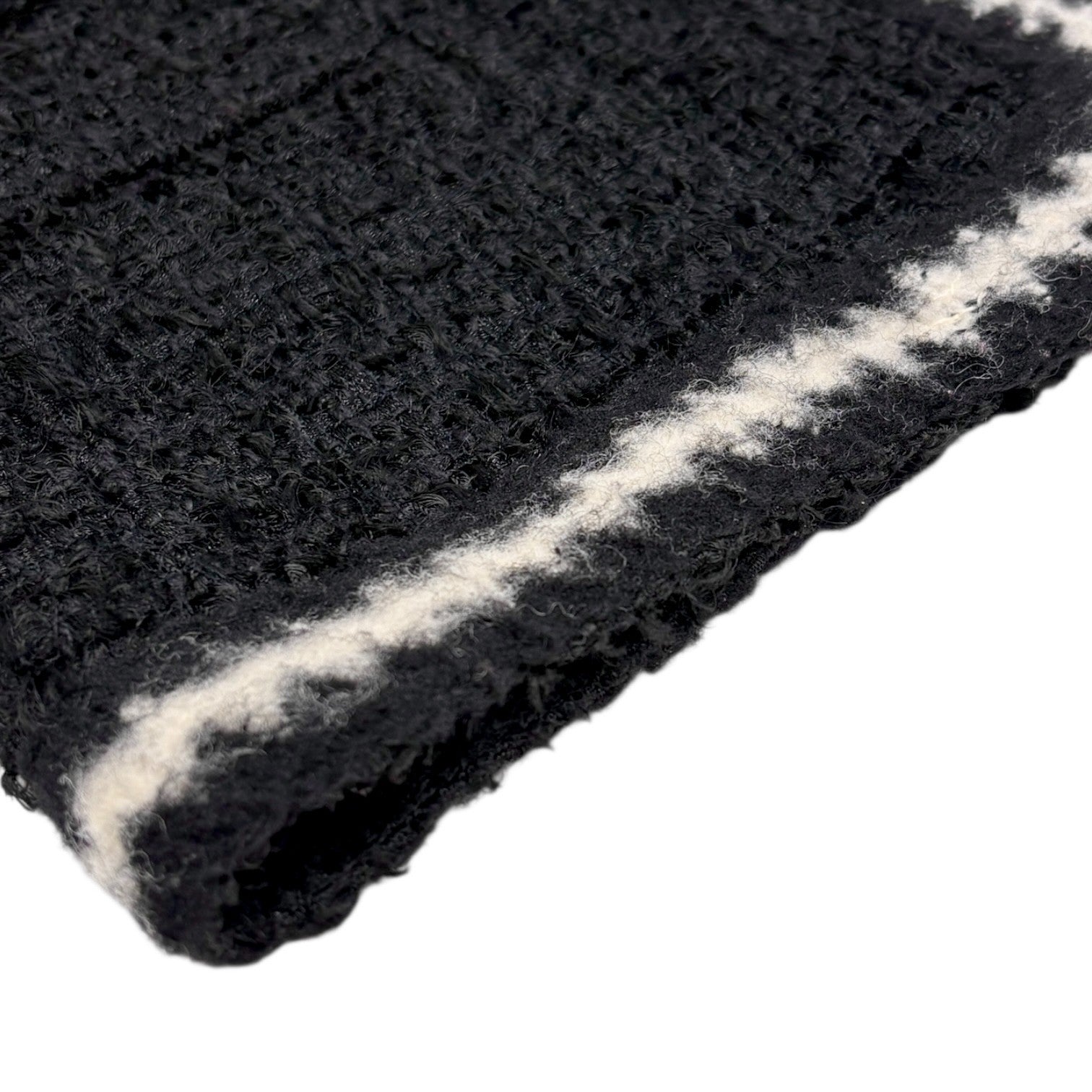 CHANEL Vintage 98A CC Mark Logo Button Tweed Jacket #38 Black White Wool