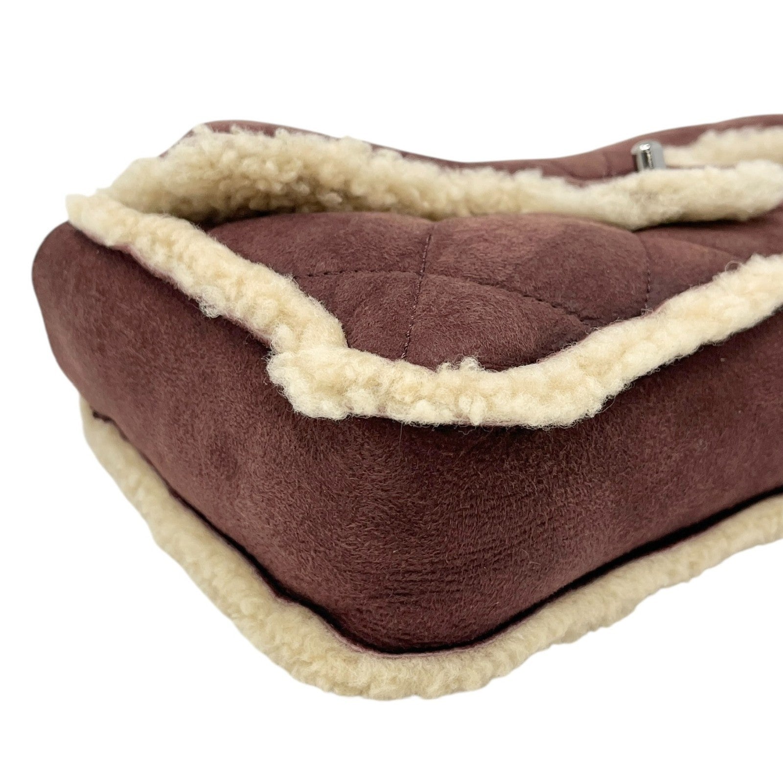 CHANEL Vintage CC Logo Mouton Matelasse Shoulder Bag Chain Brown Beige Suede