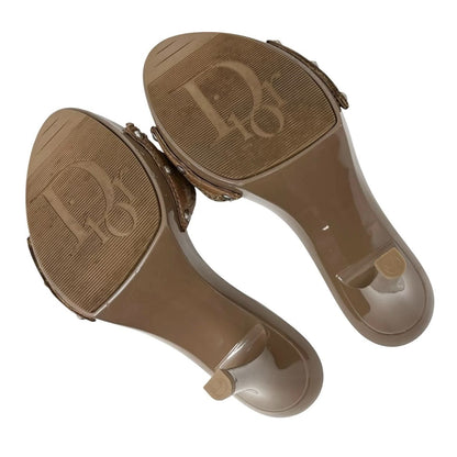 Christian Dior Vintage Trotter Monogram Sandals Heels #36.5-37.5 Brown 902355