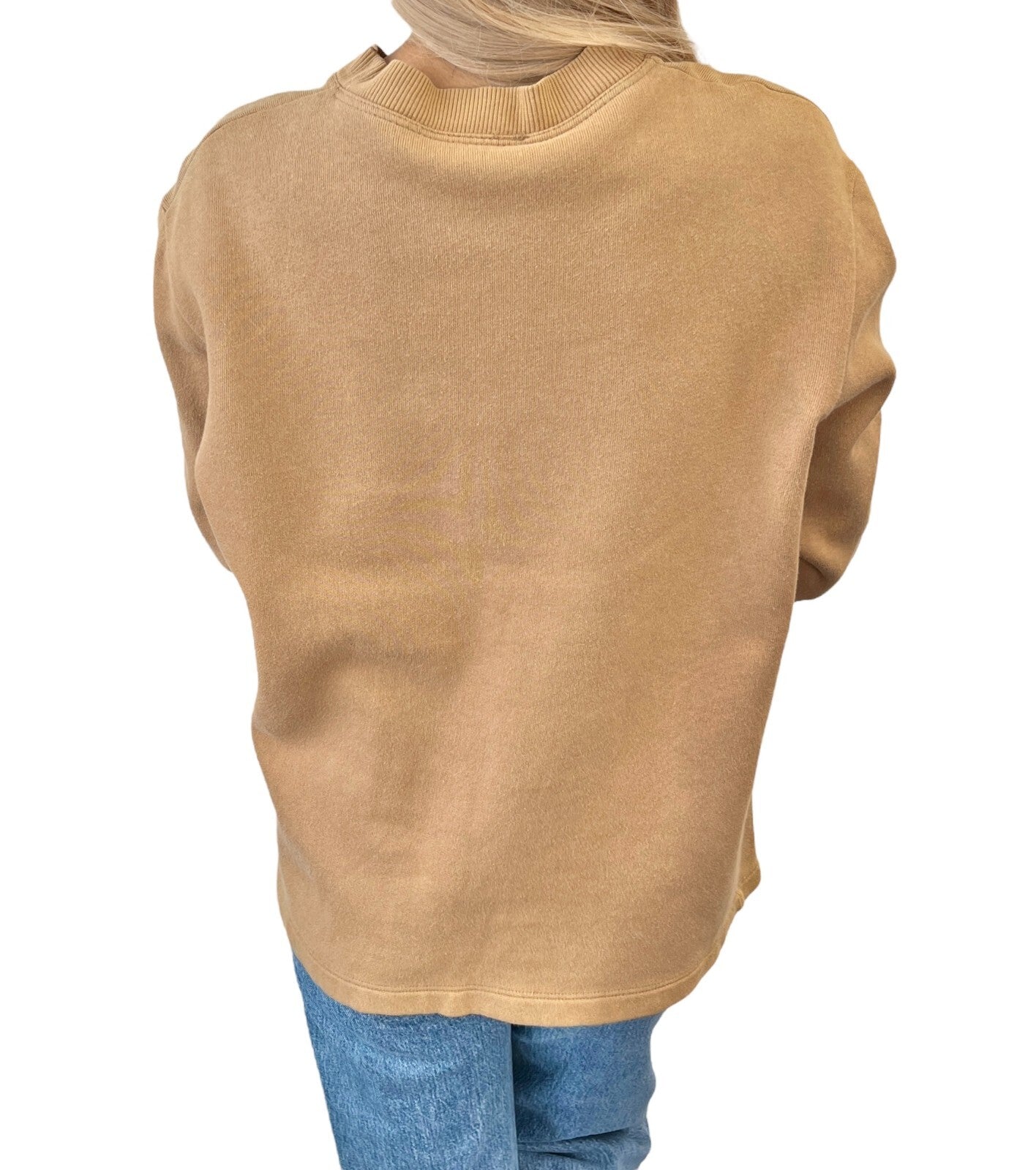 FENDI Vintage Big Logo Sweatshirt Top #38 Brown Cotton Velvet Long Sleeve