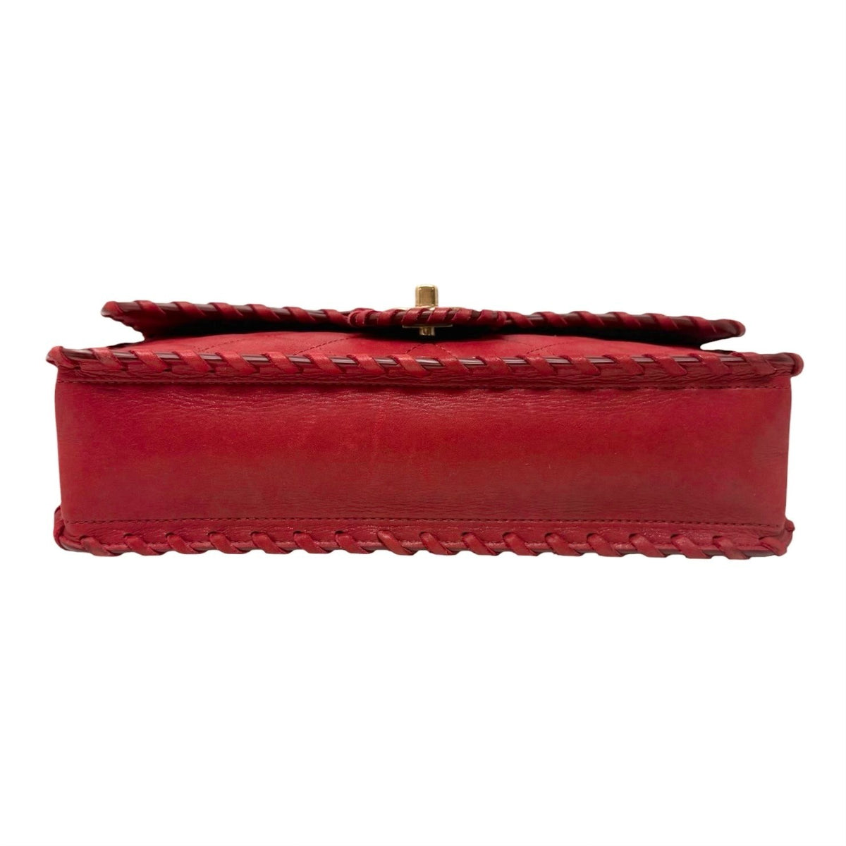 CHANEL Vintage CC Logo Quilted Whipstitch Chain 2way Bag Red Leather 902349